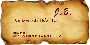 Jankovich Béla névjegykártya