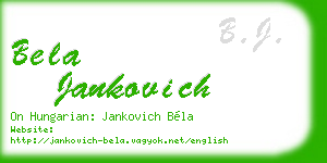 bela jankovich business card